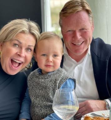 Bartina Koeman with her husband Ronald Koeman and their grandson.